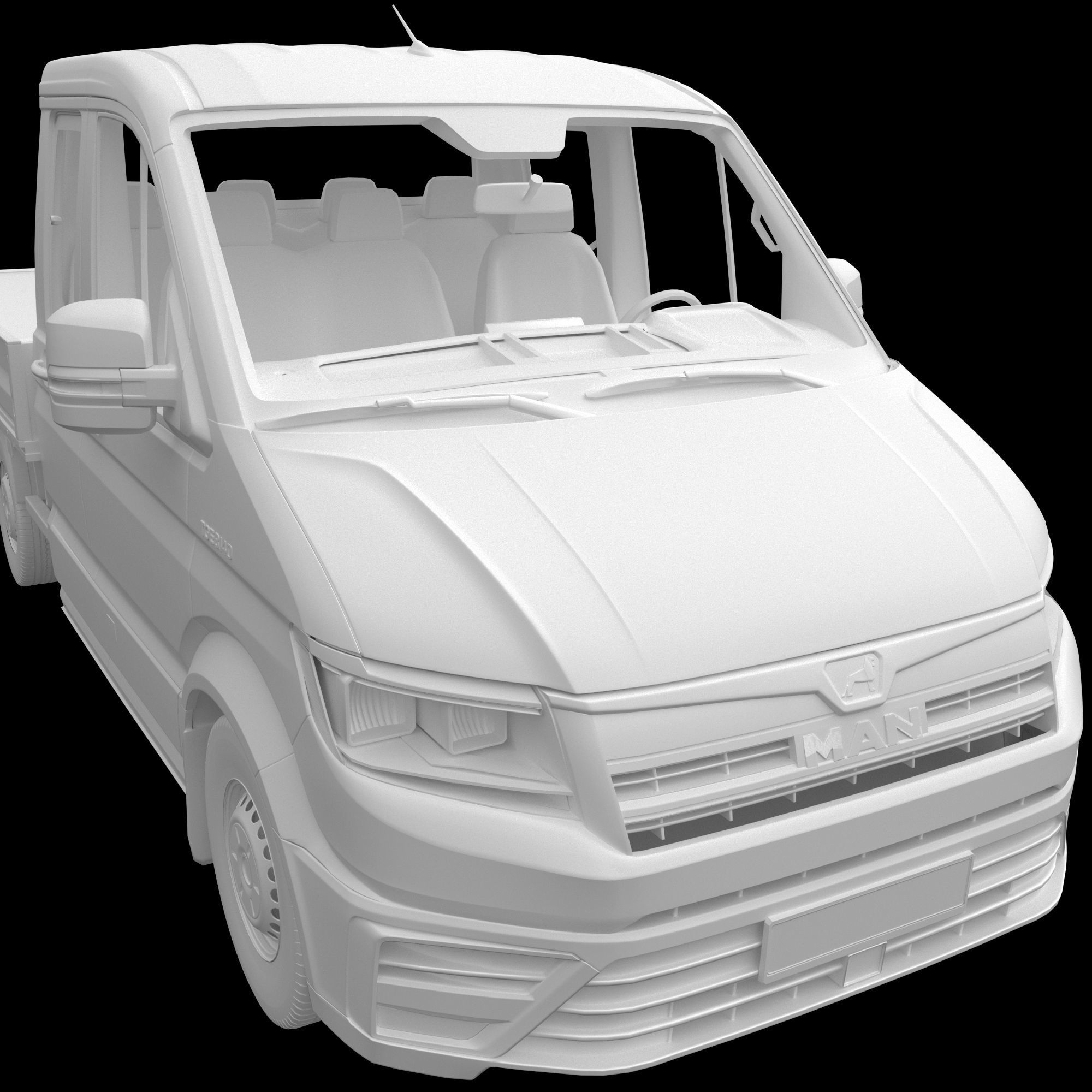 MAN TGE Flatbed Truck Duble 3D model_13