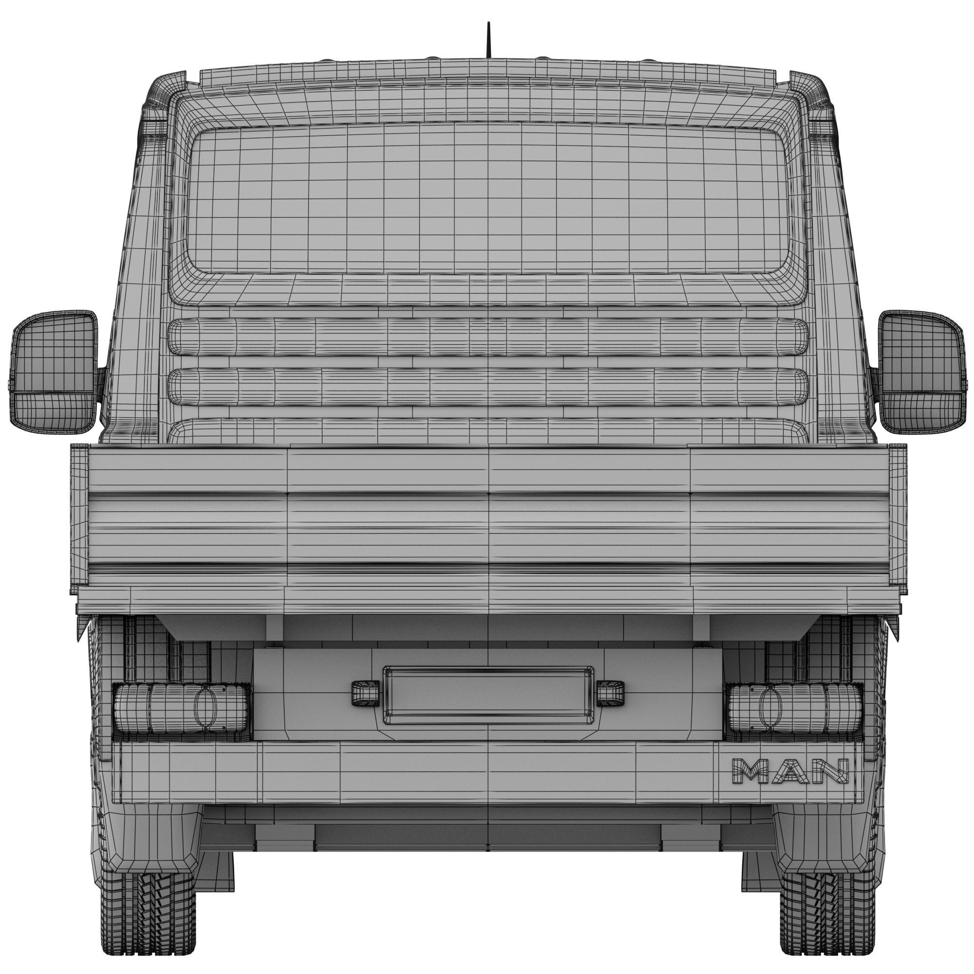 MAN TGE Flatbed Truck Duble 3D model_17