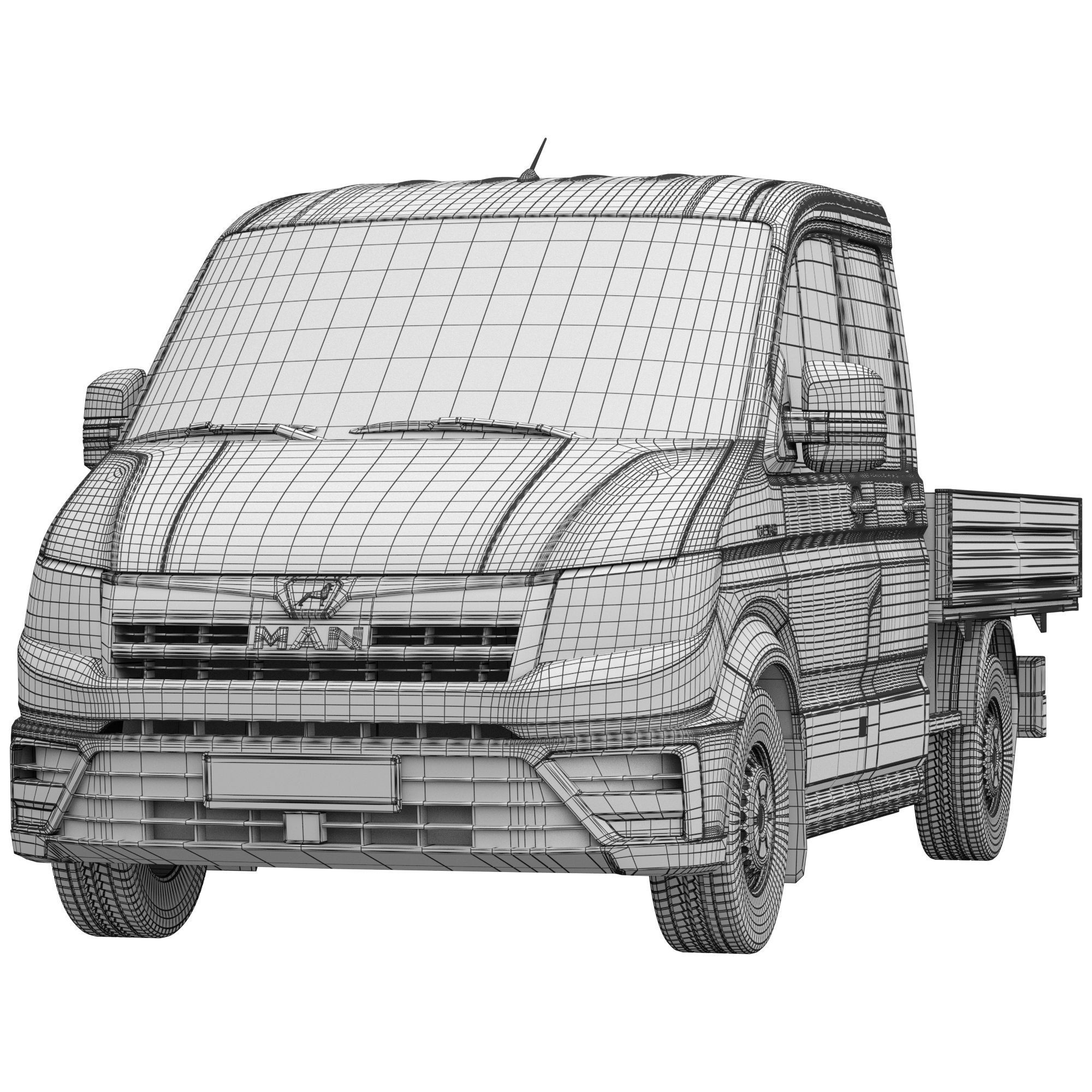 MAN TGE Flatbed Truck Duble 3D model_14