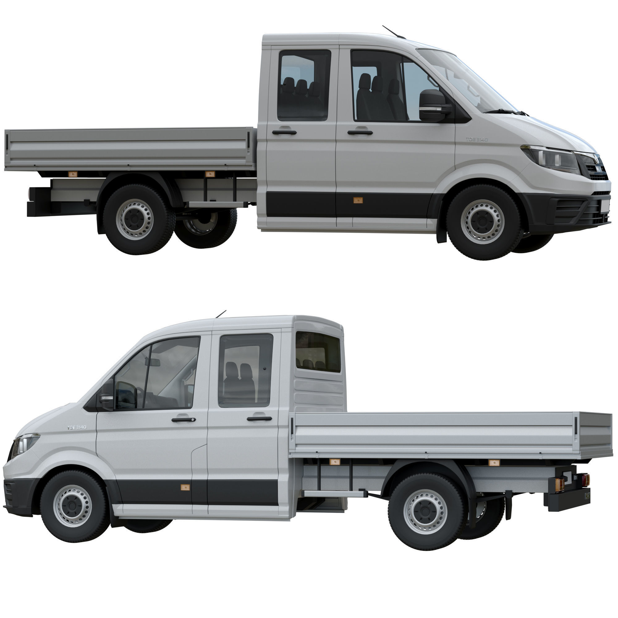 MAN TGE Flatbed Truck Duble 3D model_22