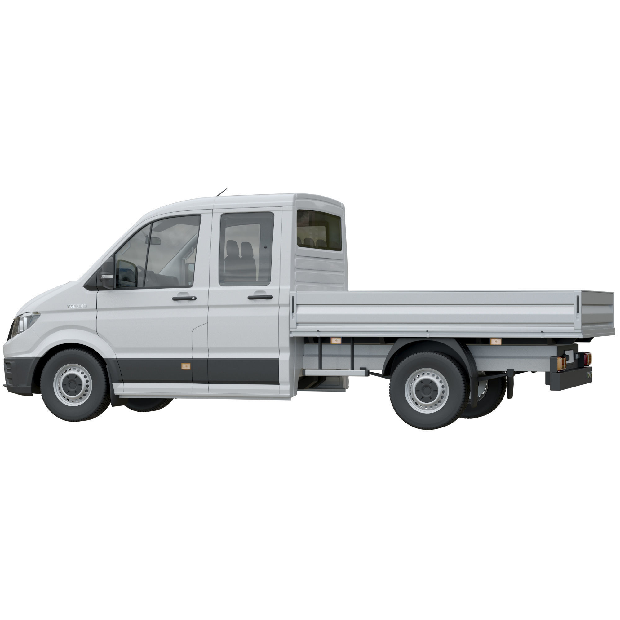 MAN TGE Flatbed Truck Duble 3D model_3
