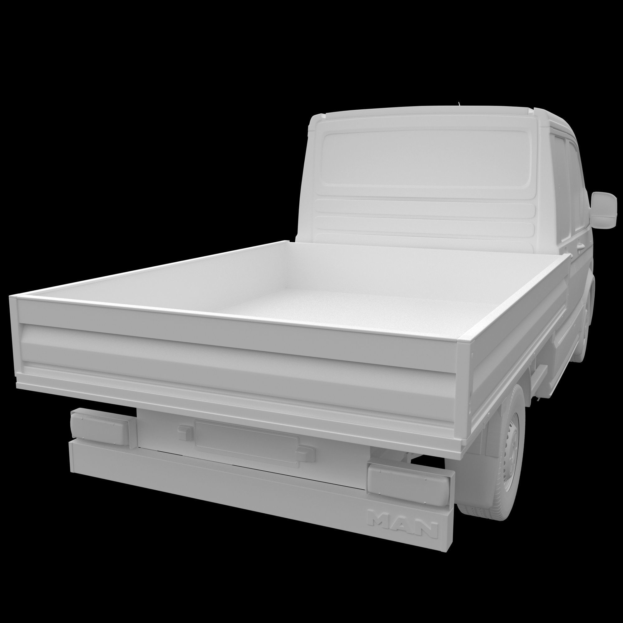 MAN TGE Flatbed Truck Duble 3D model_12