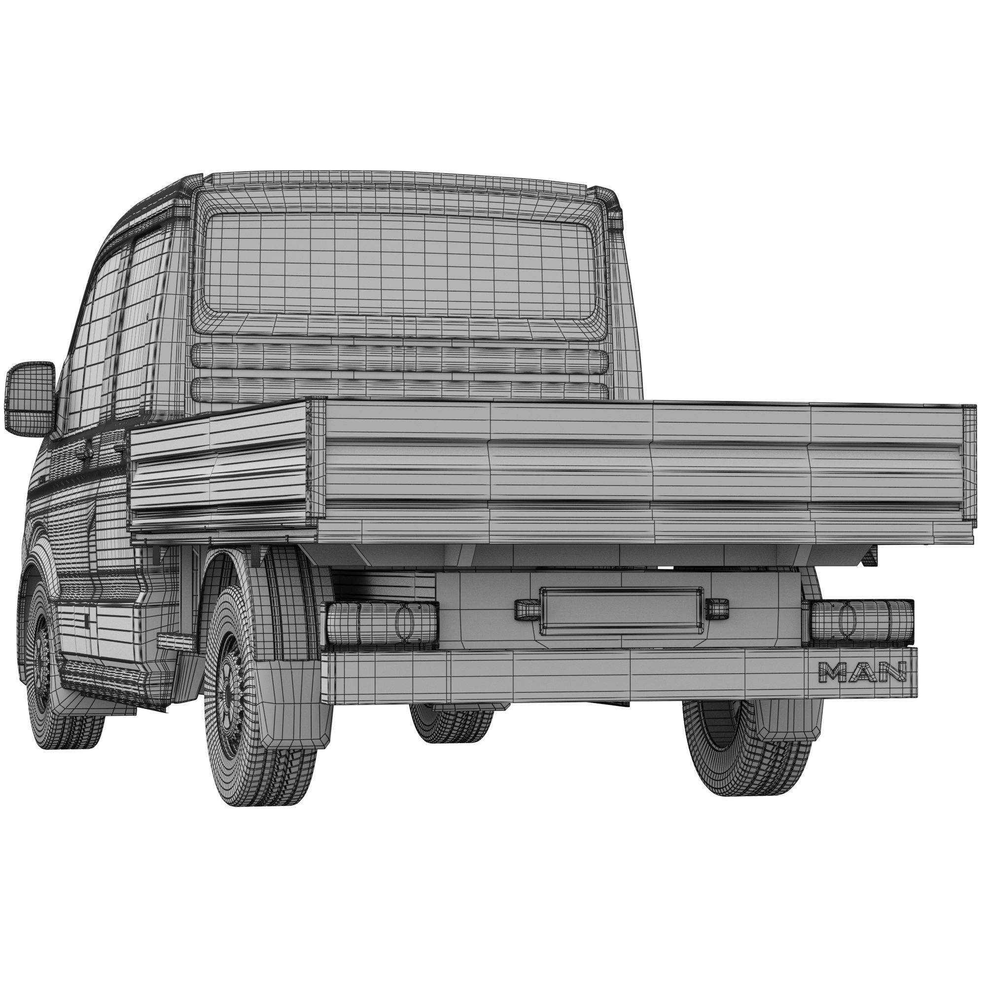 MAN TGE Flatbed Truck Duble 3D model_15