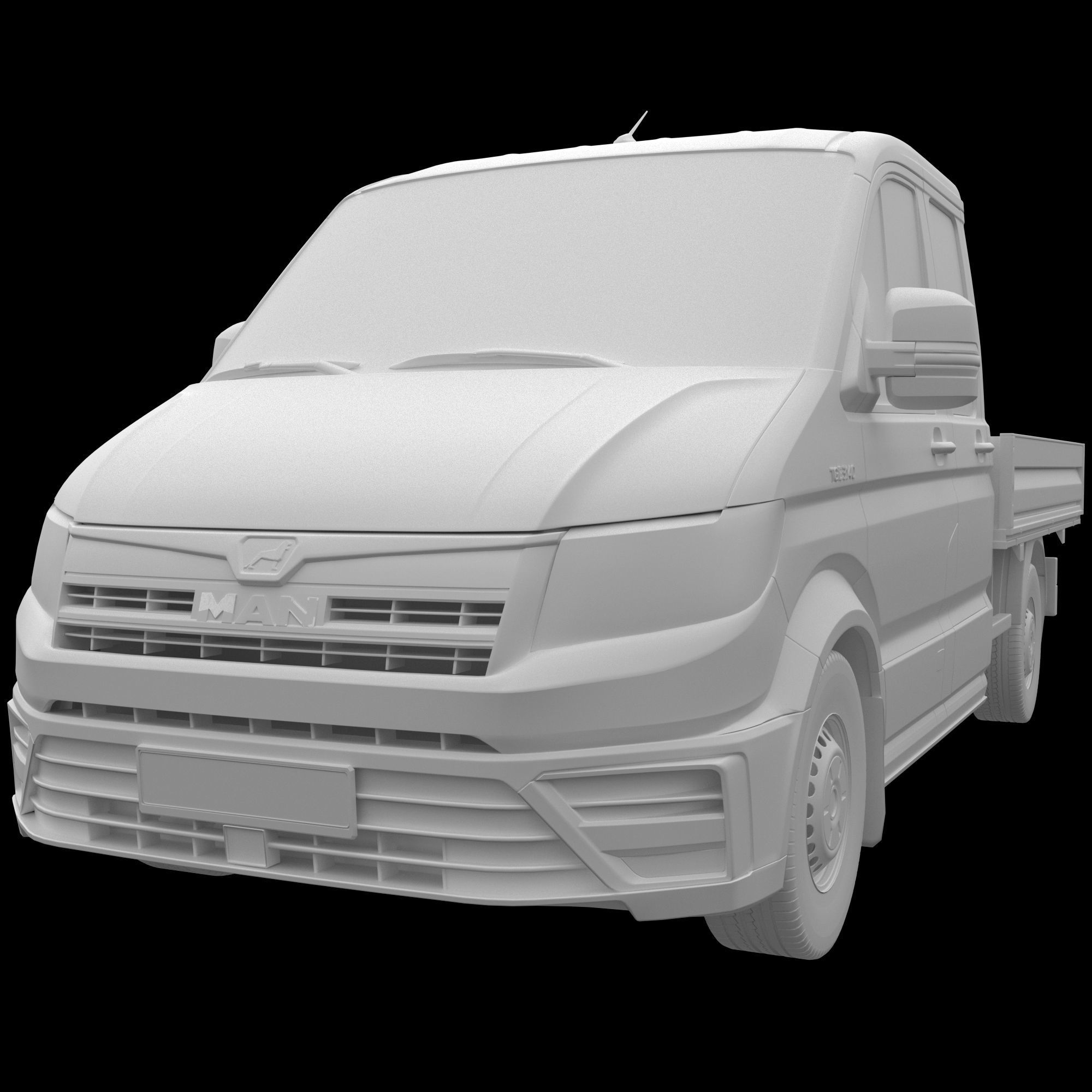MAN TGE Flatbed Truck Duble 3D model_11