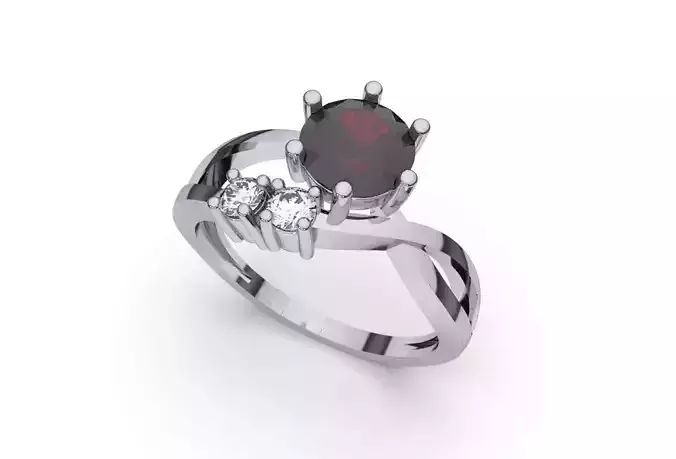Diamond Ruby Fashion Ring 3D Model Ready to Print