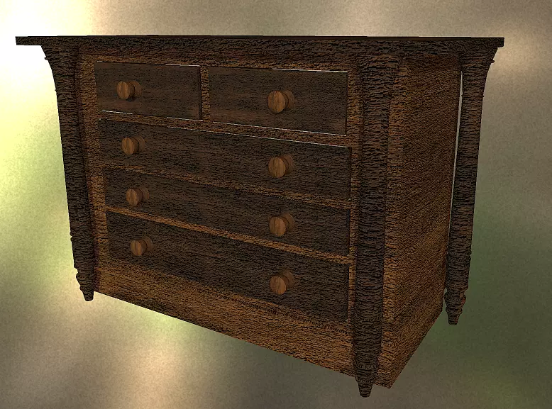 Antique Drawer Low-poly 3D model_0