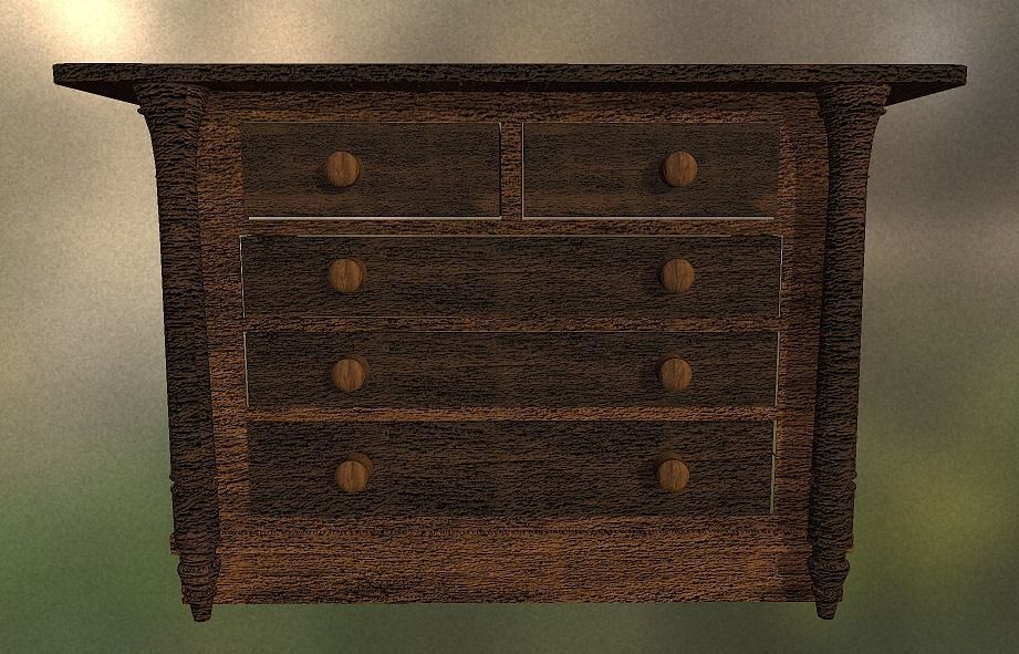 Antique Drawer Low-poly 3D model_5