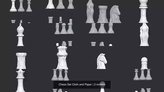 Chess Set Cloth and Paper 3D Model Collection