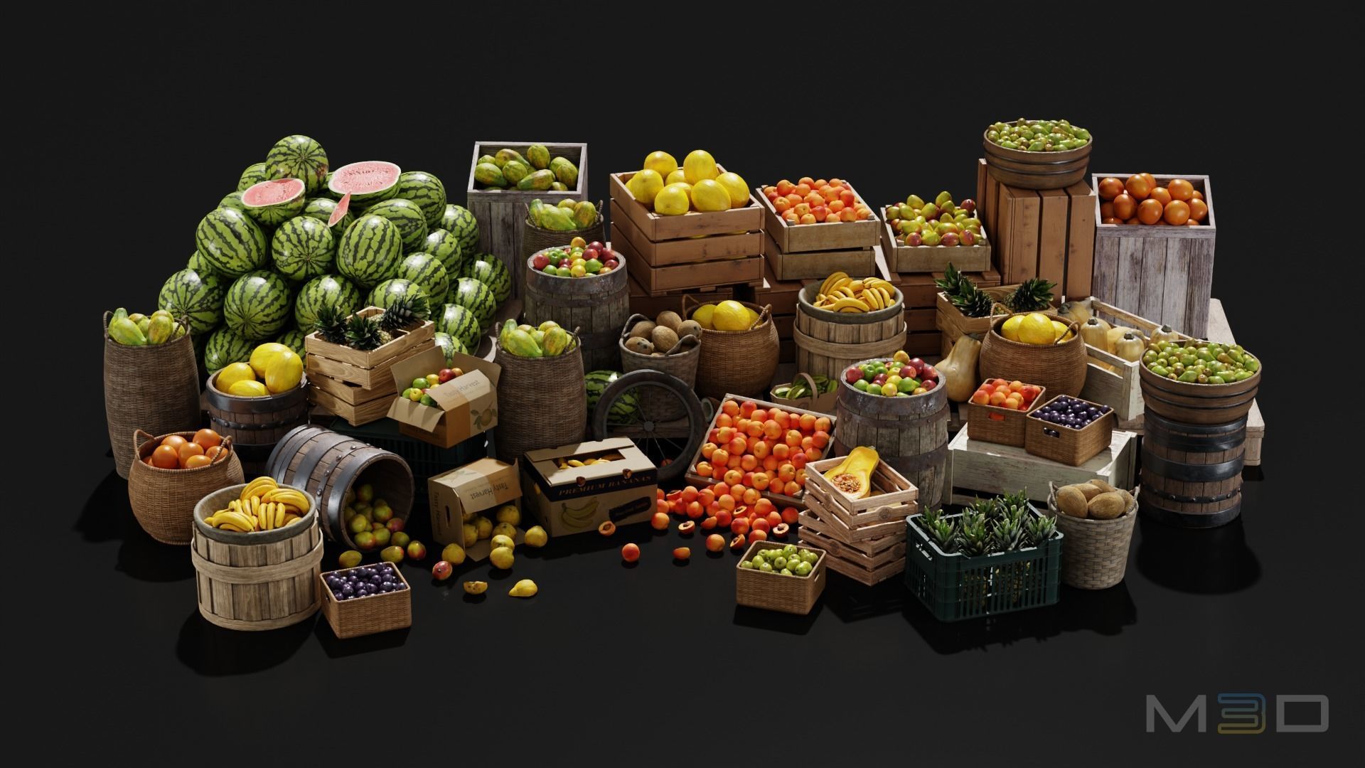 Fruit Market Low-poly 3D model_4