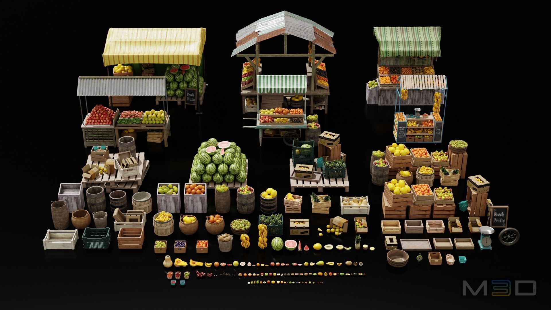 Fruit Market Low-poly 3D model_6