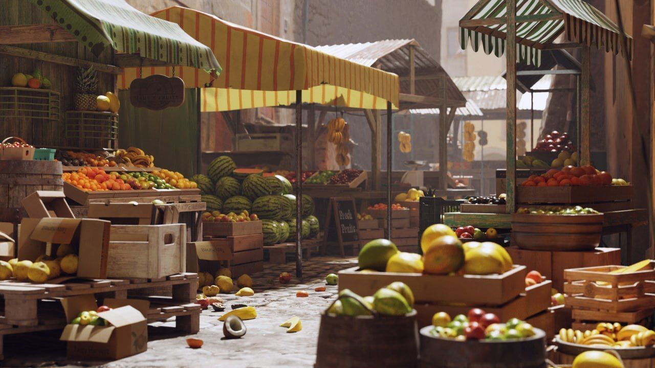 Fruit Market Low-poly 3D model_7