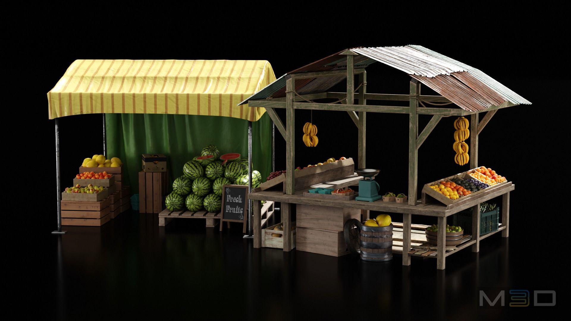 Fruit Market Low-poly 3D model_1