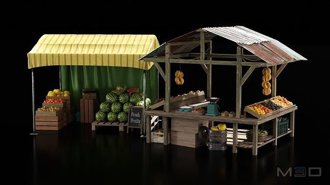 Fruit Market Low-poly 3D model 2