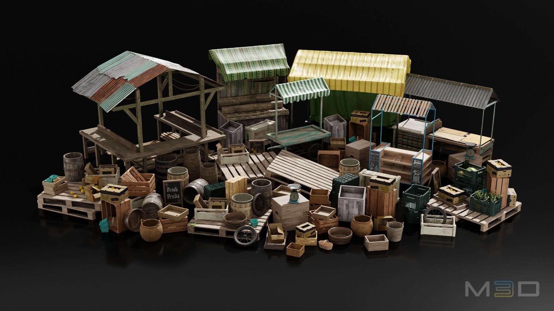 Fruit Market Low-poly 3D model_5