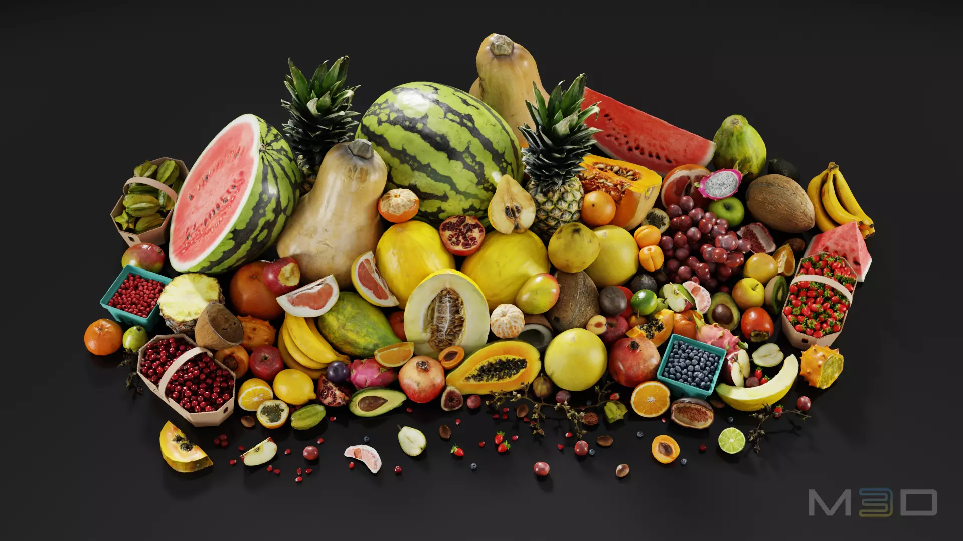 Fruit Market Low-poly 3D model_0