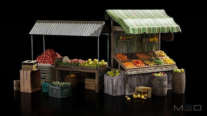 Fruit Market Low-poly 3D model 3