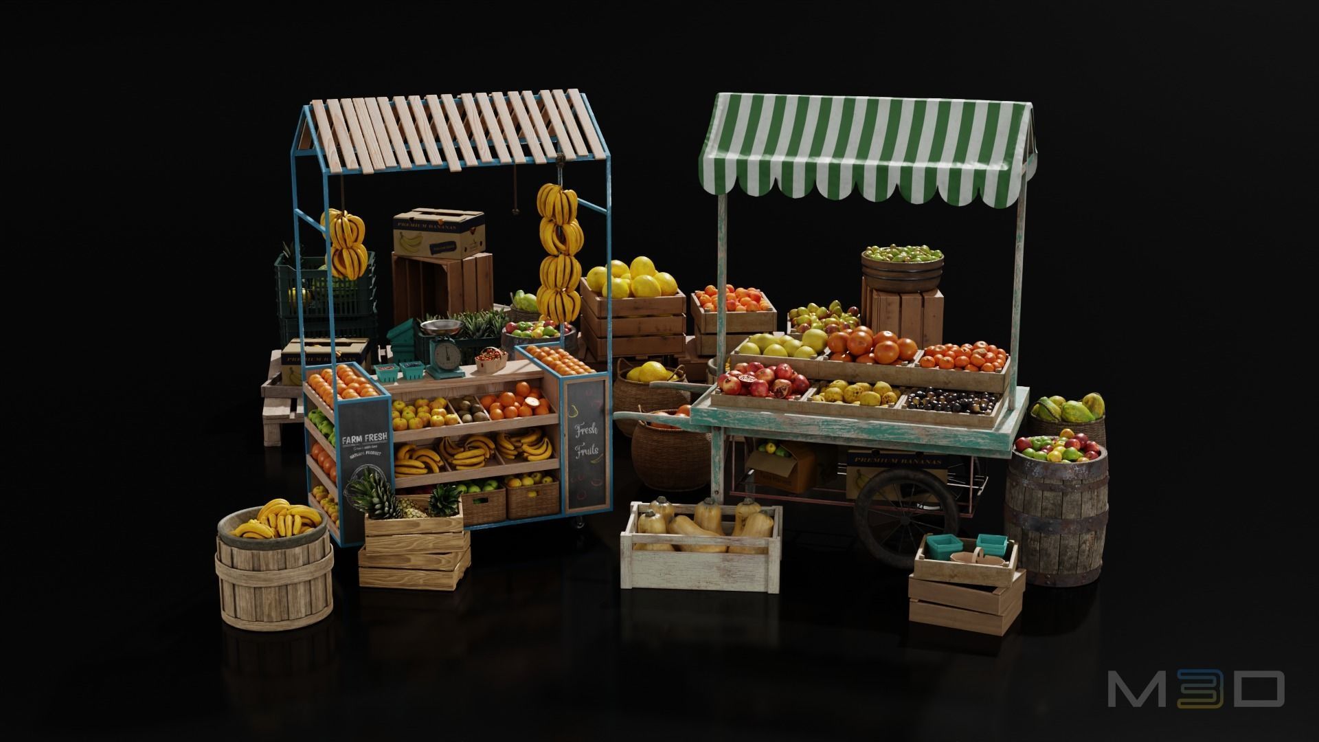 Fruit Market Low-poly 3D model_3