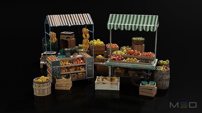 Fruit Market Low-poly 3D model 4