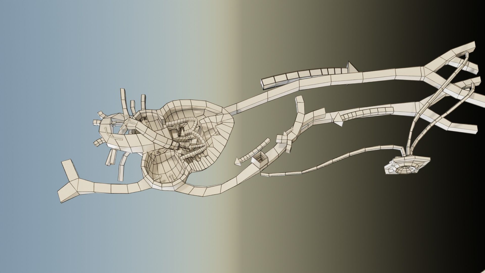 TAF Tetralogy of Fallot vs Normal circulation Low-poly 3D model_45