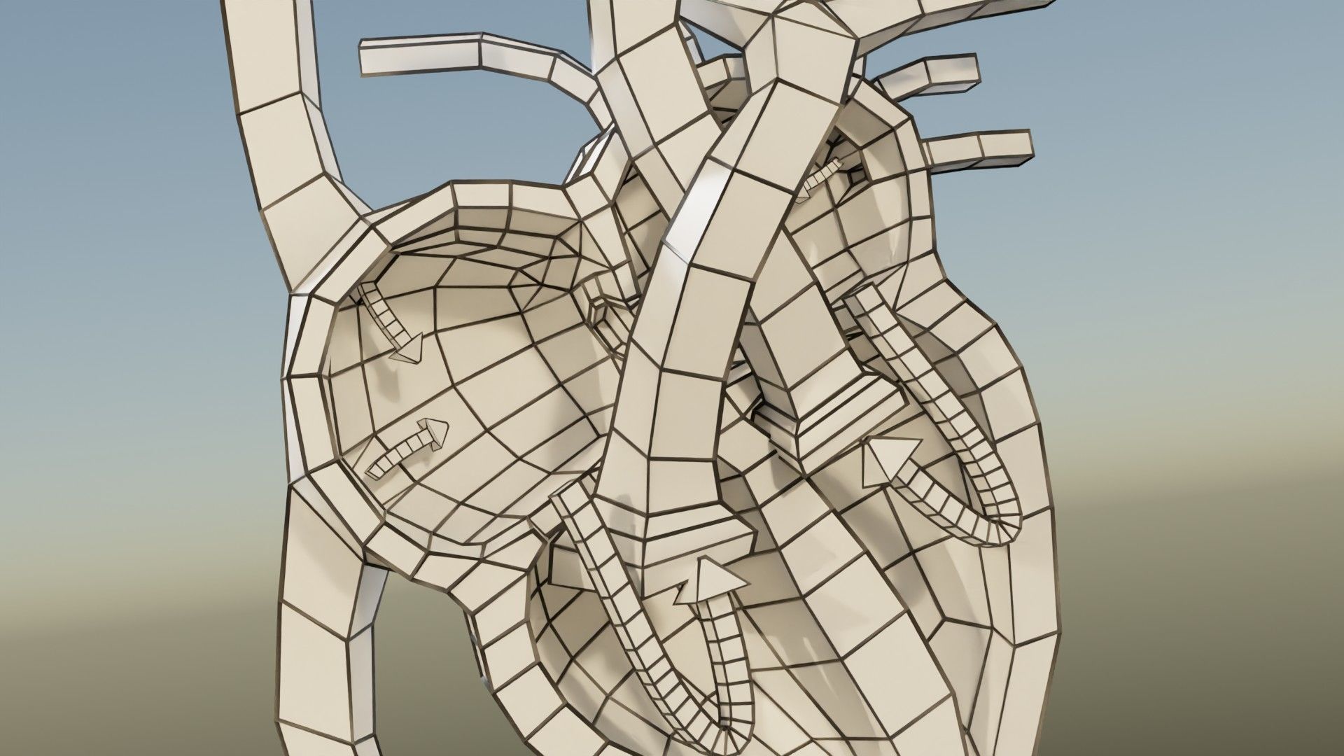 TAF Tetralogy of Fallot vs Normal circulation Low-poly 3D model_58