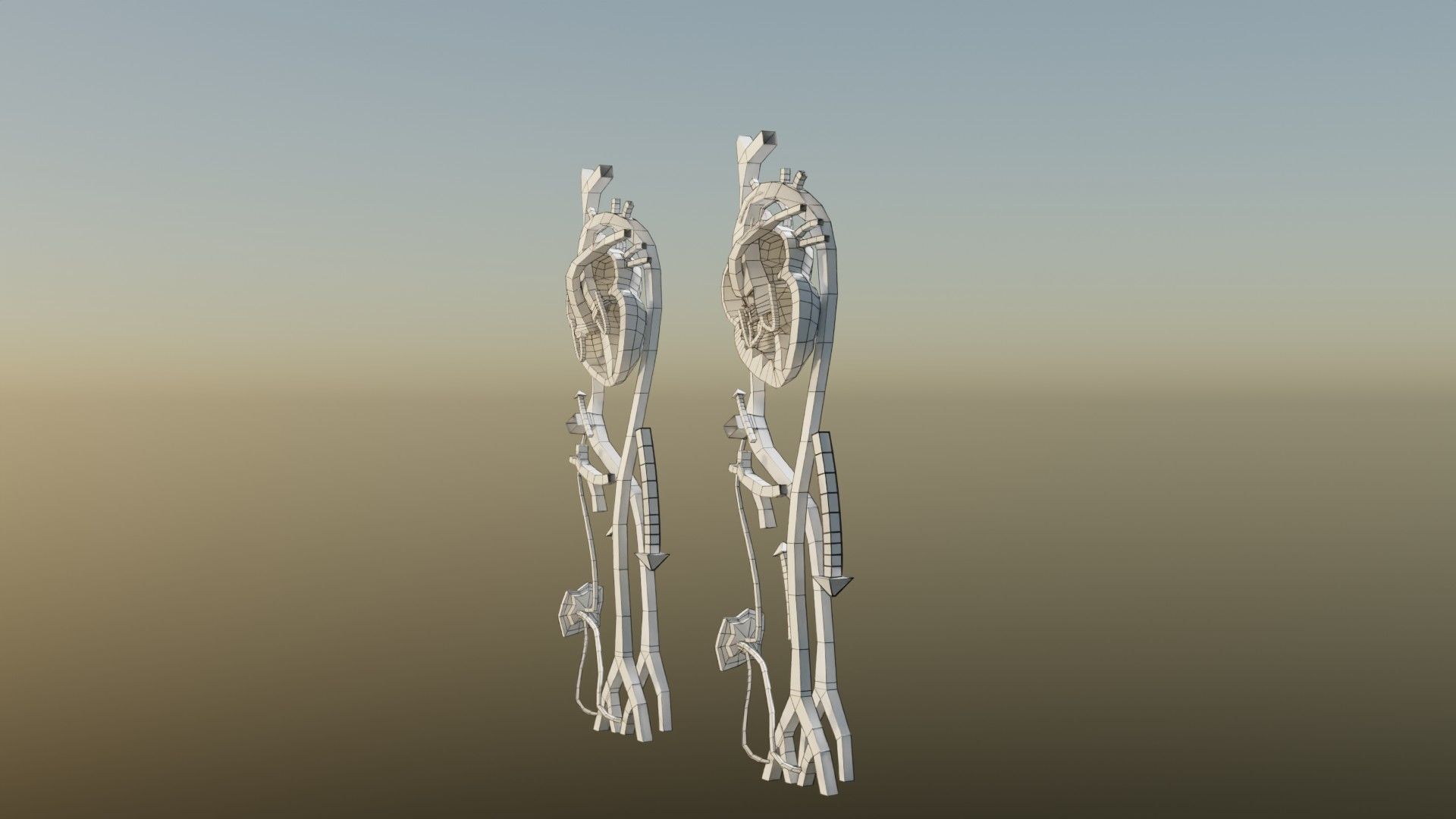 TAF Tetralogy of Fallot vs Normal circulation Low-poly 3D model_42