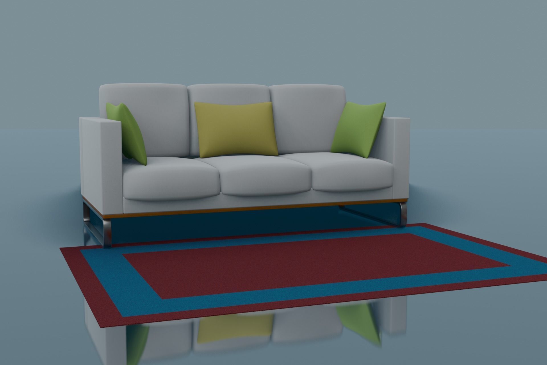 Sofa with red and blue carpet 3D model_6