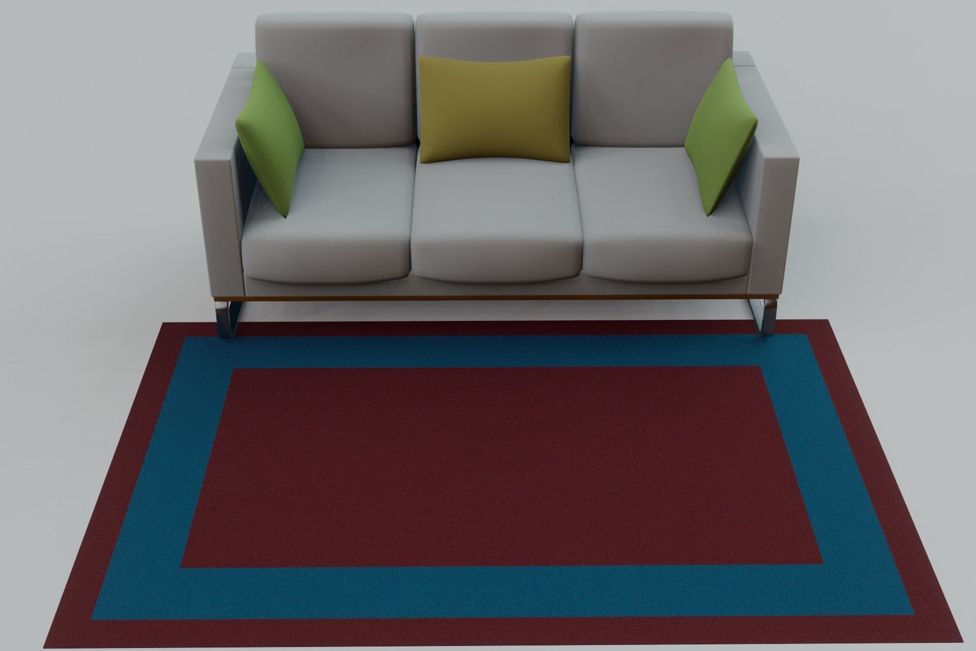 Sofa with red and blue carpet 3D model_2