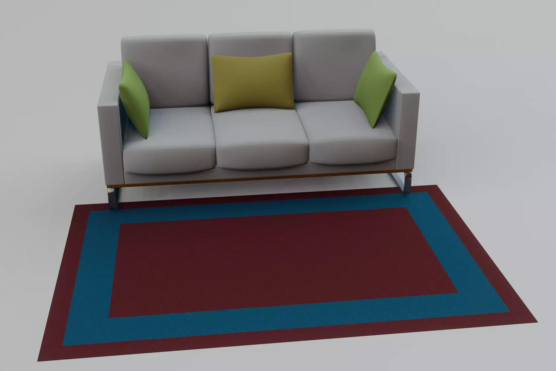 Sofa with red and blue carpet 3D model_0