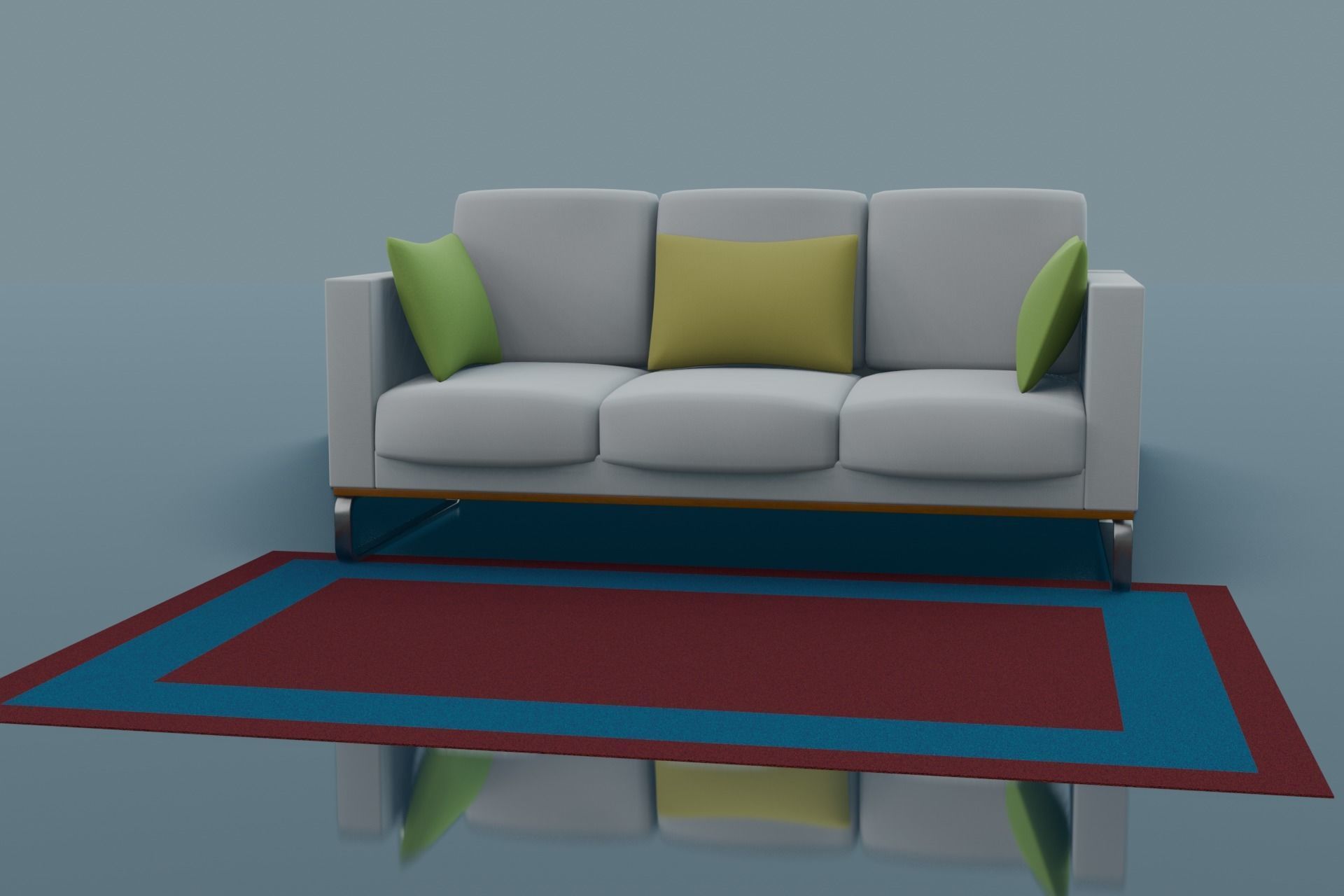 Sofa with red and blue carpet 3D model_5