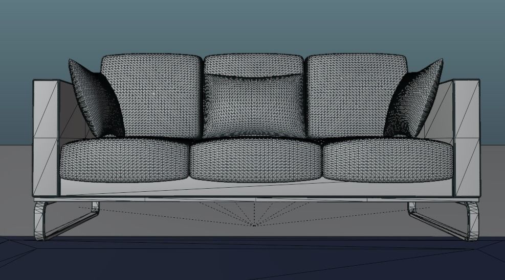 Sofa with red and blue carpet 3D model_11