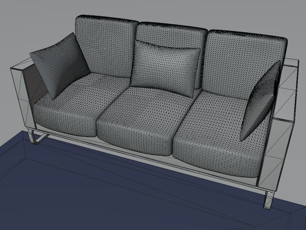 Sofa with red and blue carpet 3D model_8