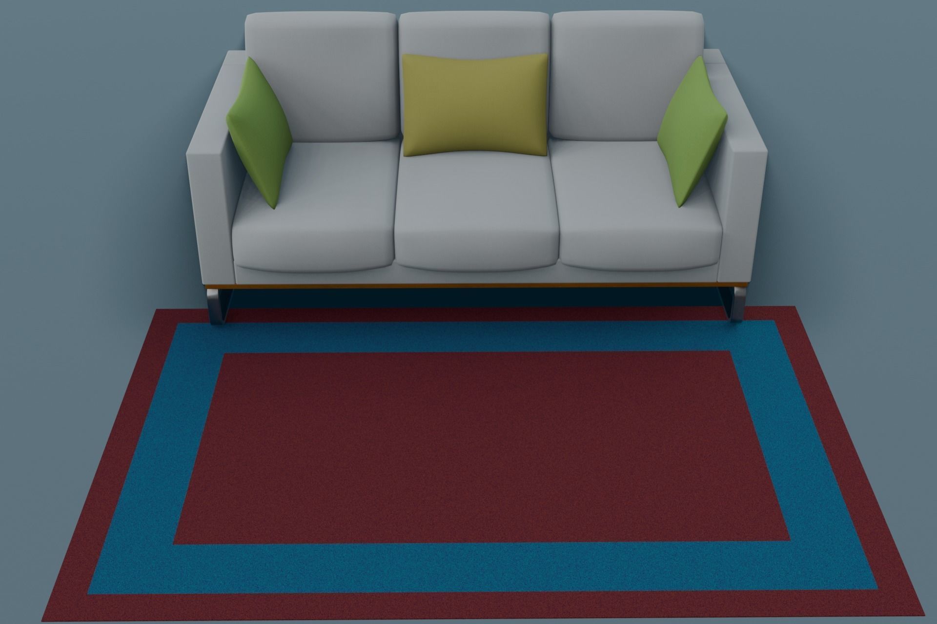 Sofa with red and blue carpet 3D model_7