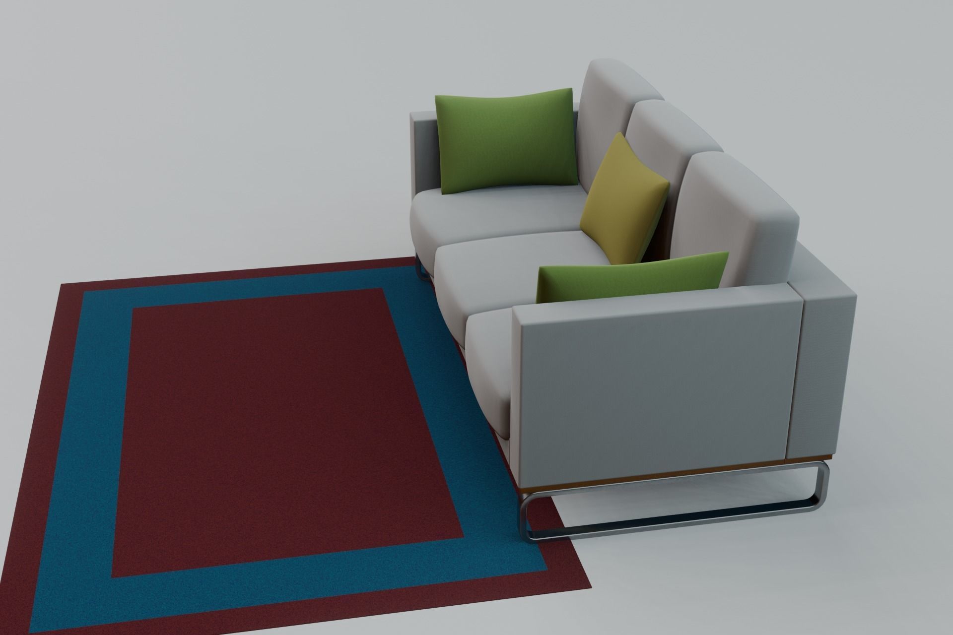 Sofa with red and blue carpet 3D model_1