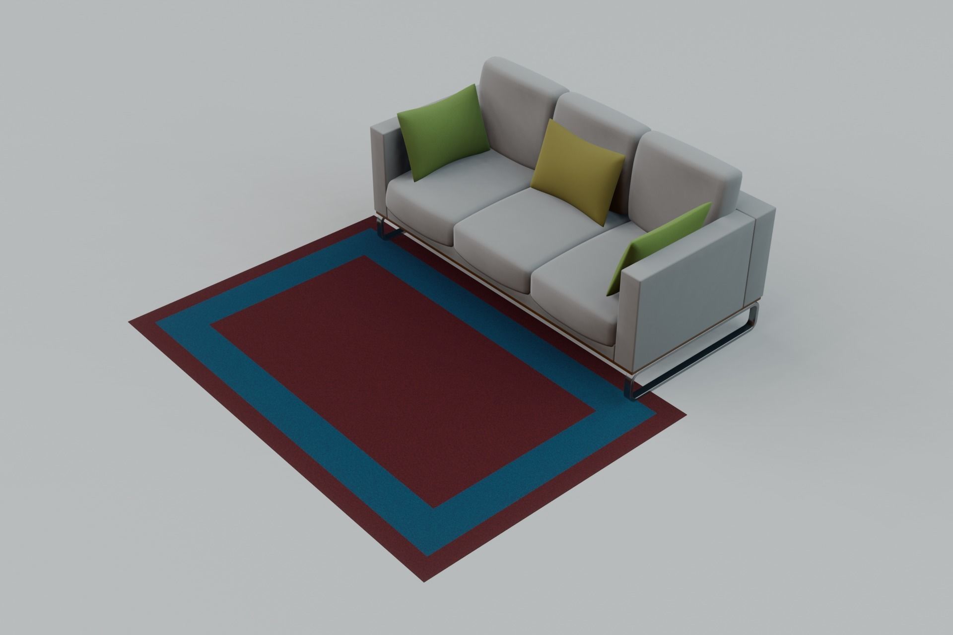 Sofa with red and blue carpet 3D model_4