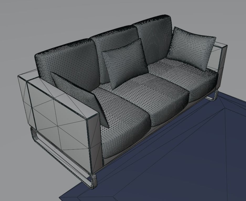 Sofa with red and blue carpet 3D model_9
