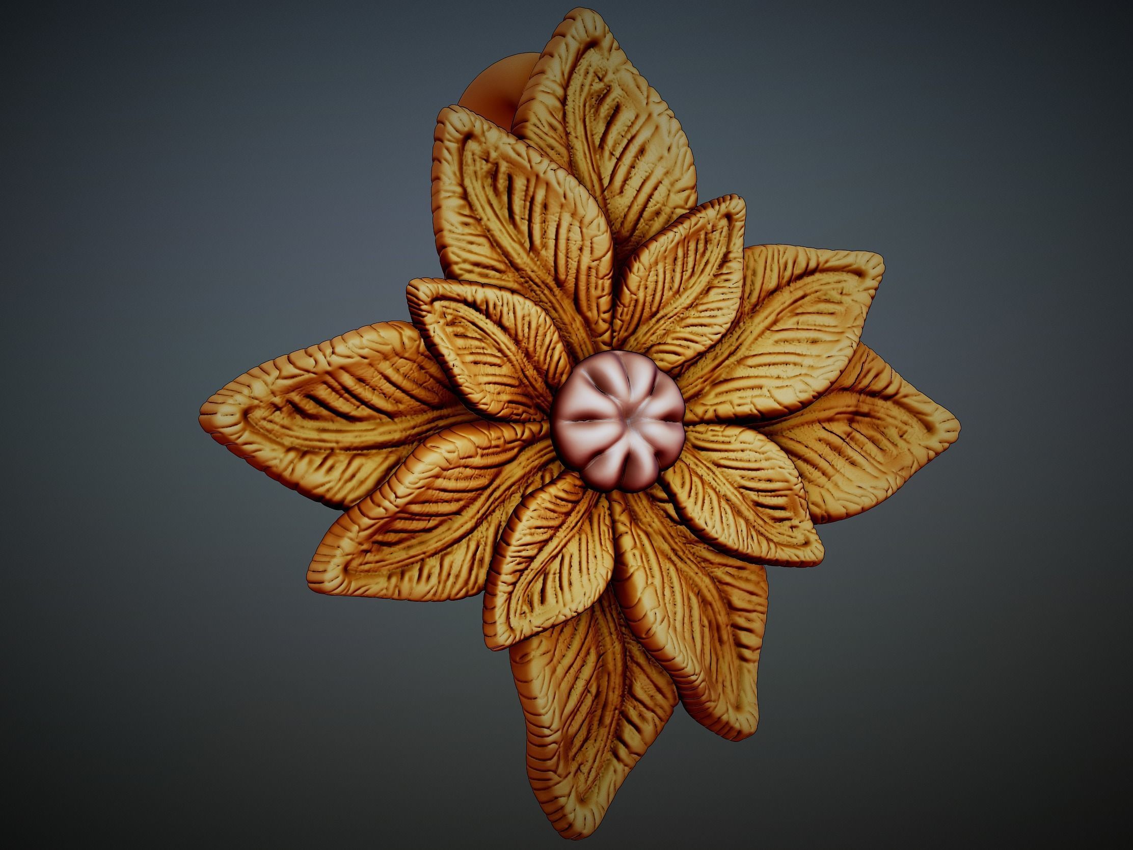 Detailed Sculpted Leaf pendant 3d model 3D print model_5