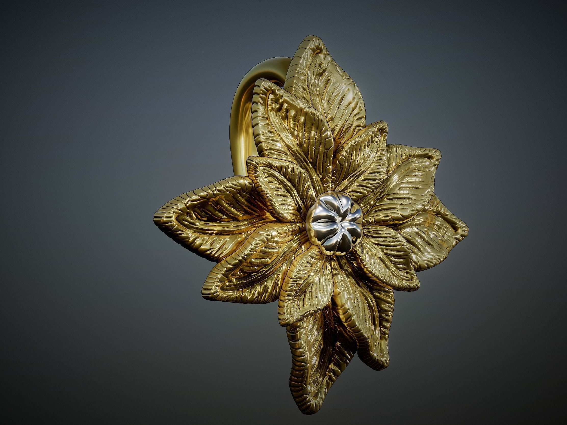 Detailed Sculpted Leaf pendant 3d model 3D print model_7
