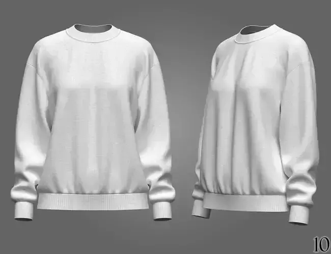 Womans Loose Fit Crew Neck Sweatshirt 3D model