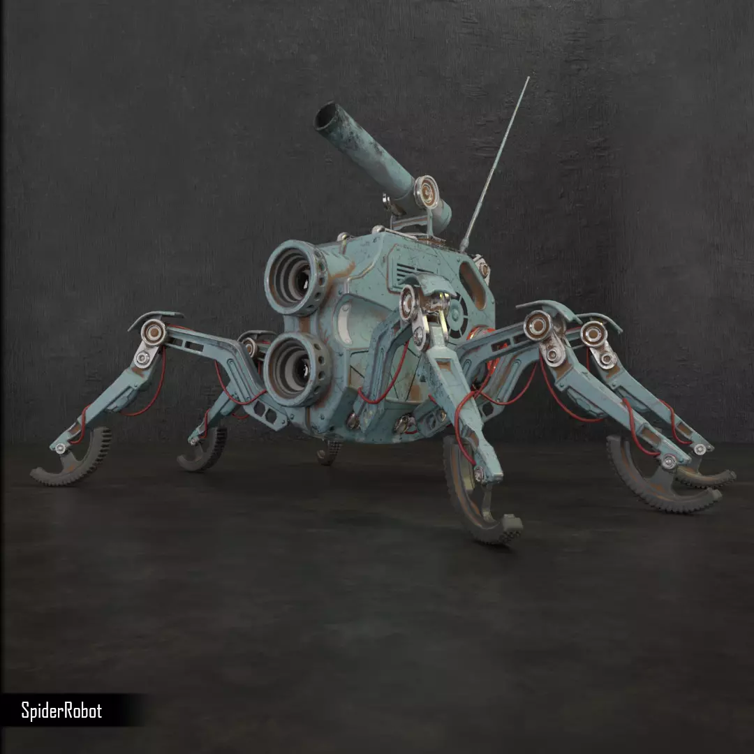 SpiderRobot Low-poly 3D model_0