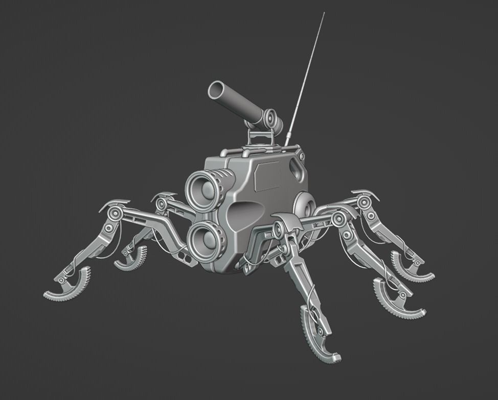 SpiderRobot Low-poly 3D model_3