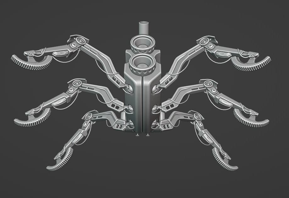 SpiderRobot Low-poly 3D model_5