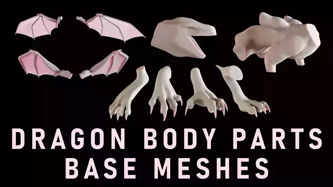 Dragon Body Parts Base Meshes