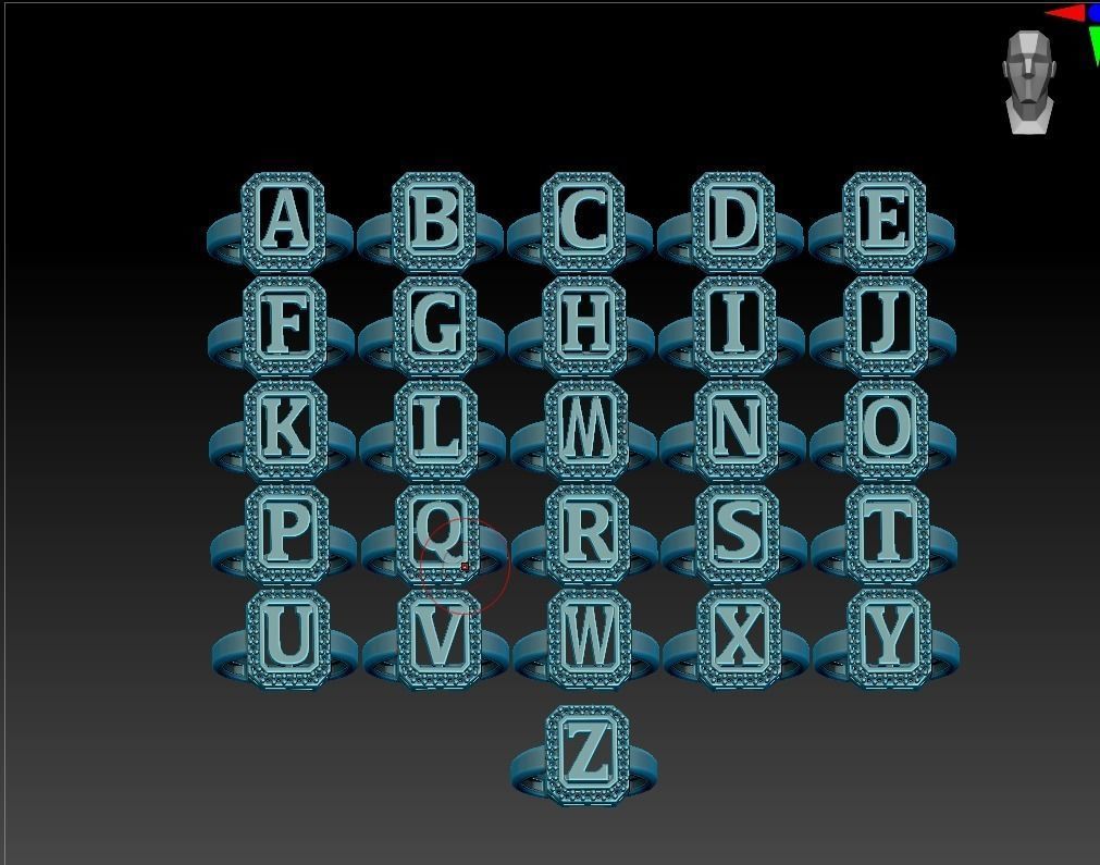 aneis de alfabeto completo 3D print model_4
