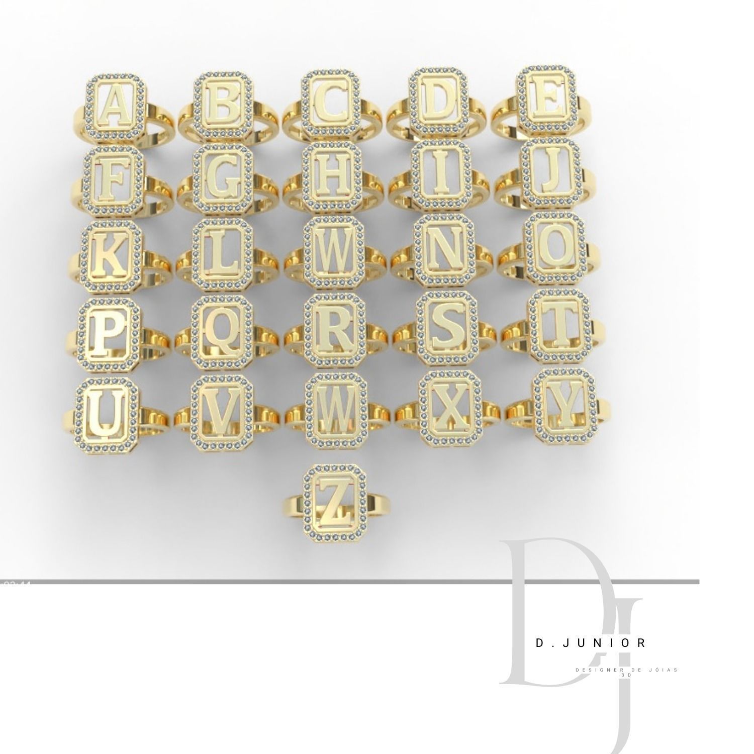 aneis de alfabeto completo 3D print model_7