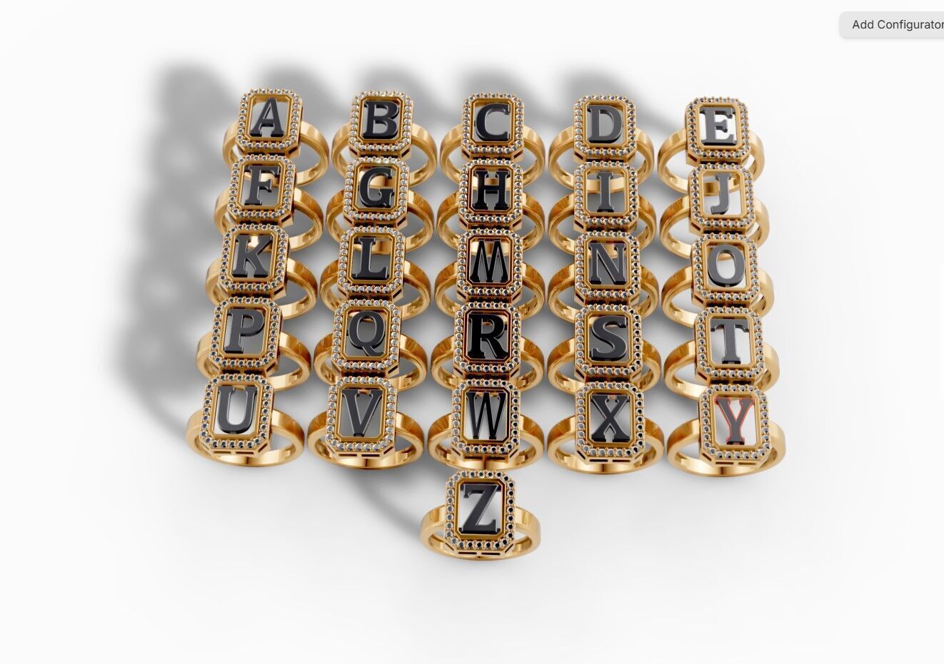 aneis de alfabeto completo 3D print model_2