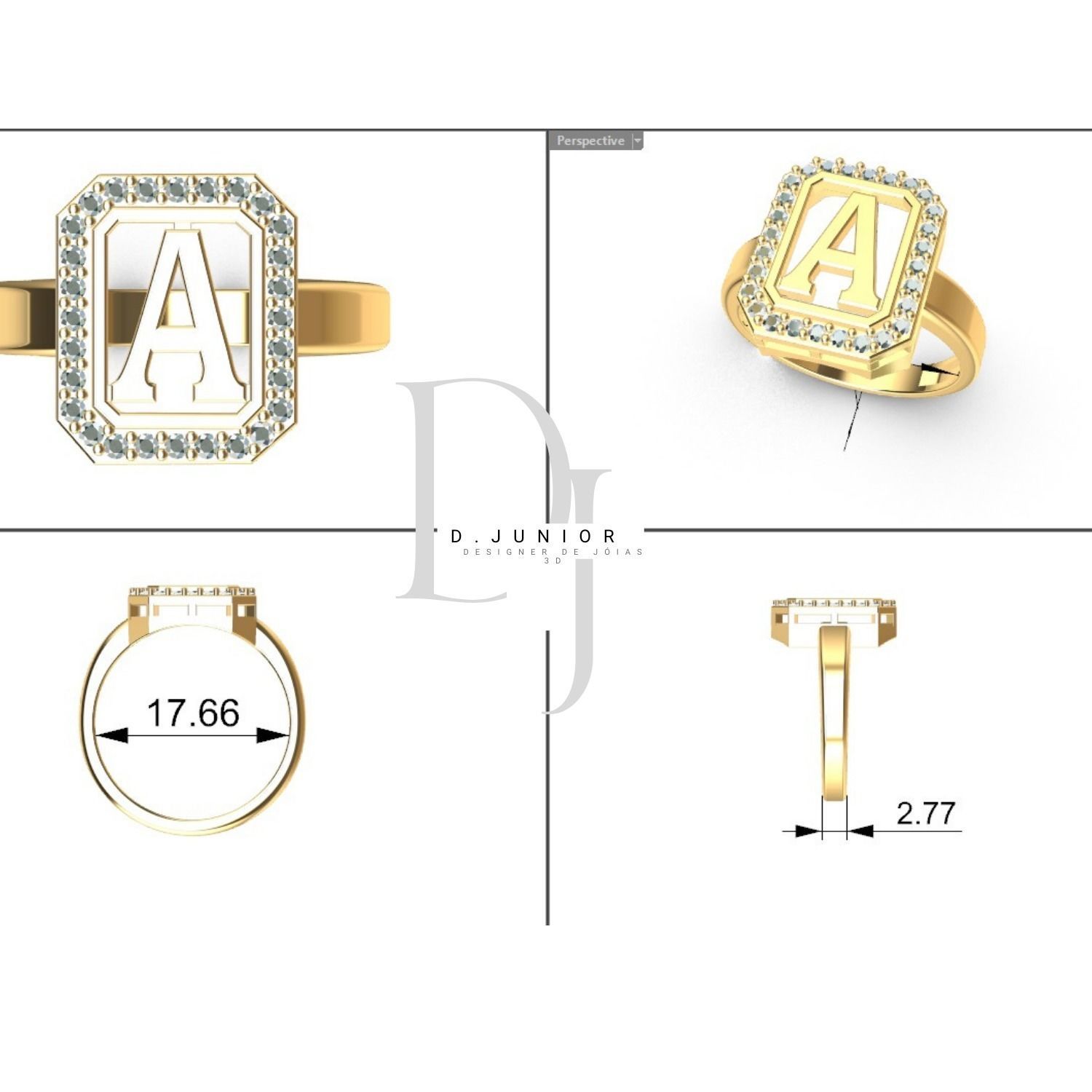 aneis de alfabeto completo 3D print model_5