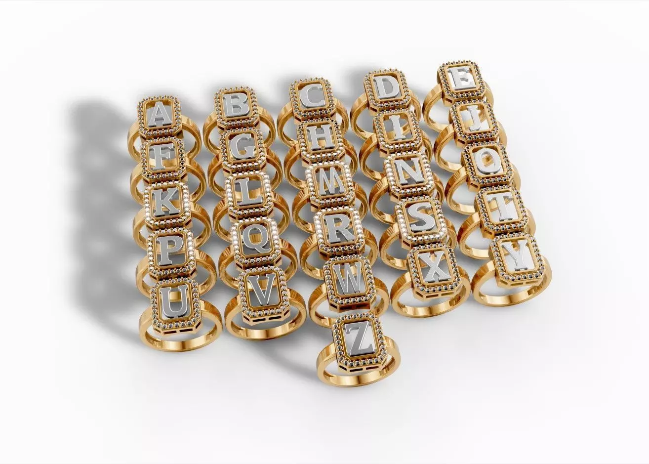 aneis de alfabeto completo 3D print model_0