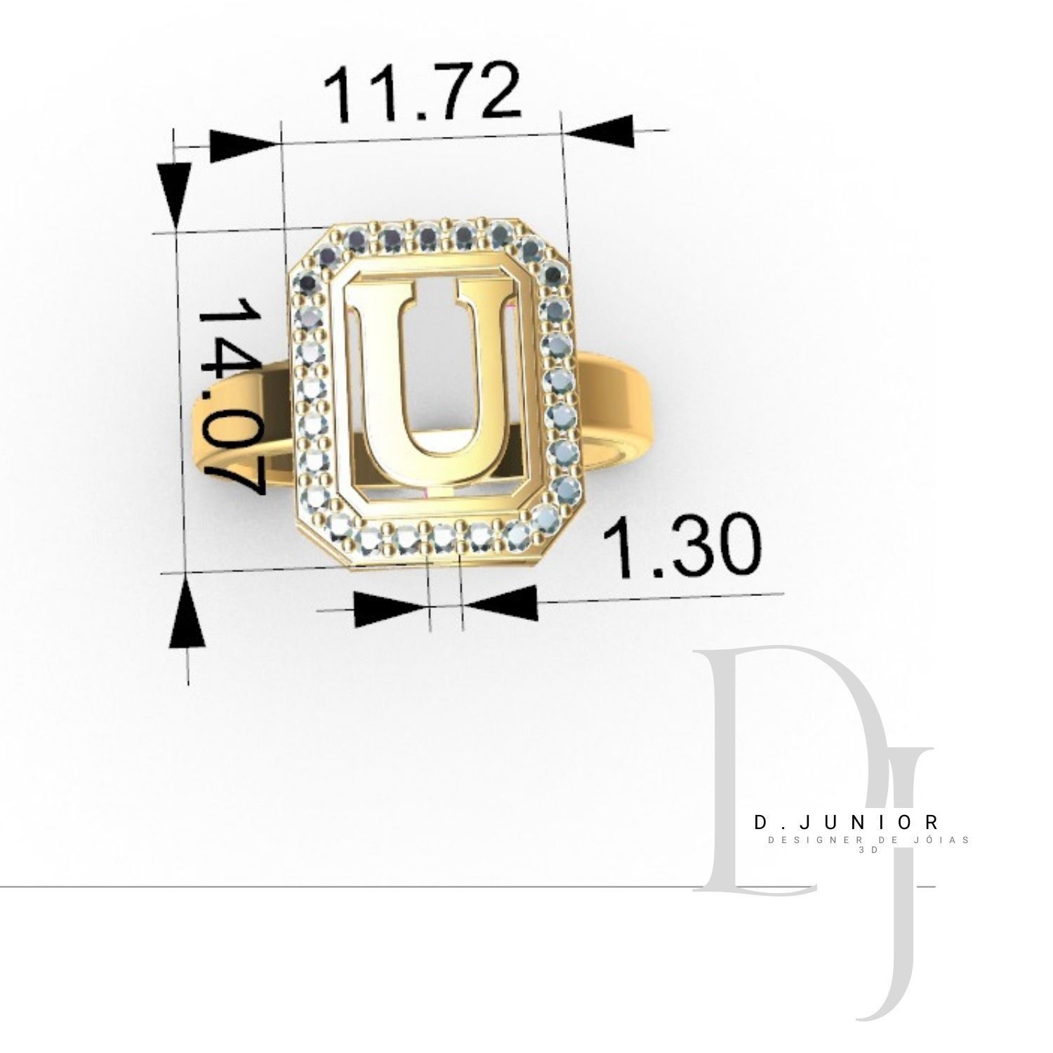 aneis de alfabeto completo 3D print model_6