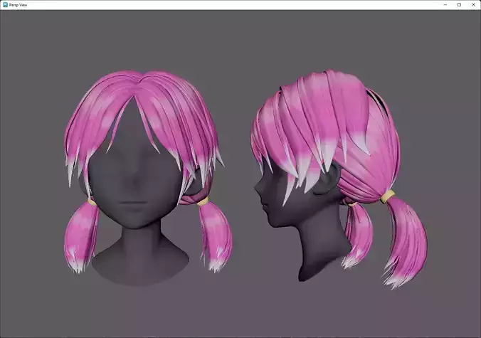 Anime hair style 42 low poly for woman and girl