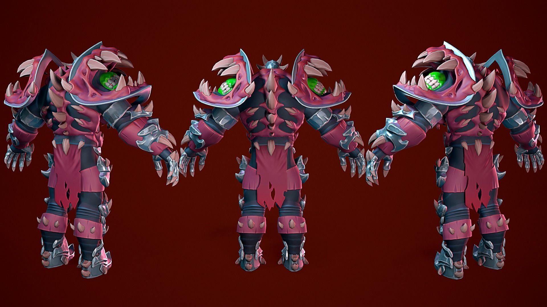 Stylized Fantasy Character with Weapon for a gift Low-poly 3D model_3